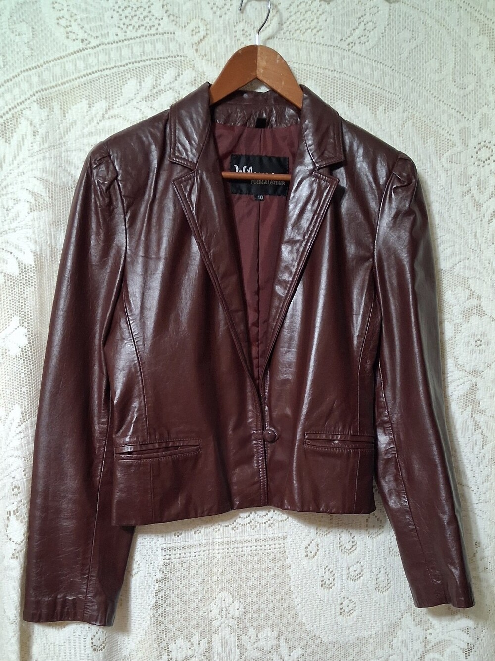 Leather Blazer Jacket in Deep Burgundy by Wilsins Retro 80s
